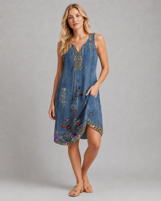 Robe Retro Femme en Coton Classique