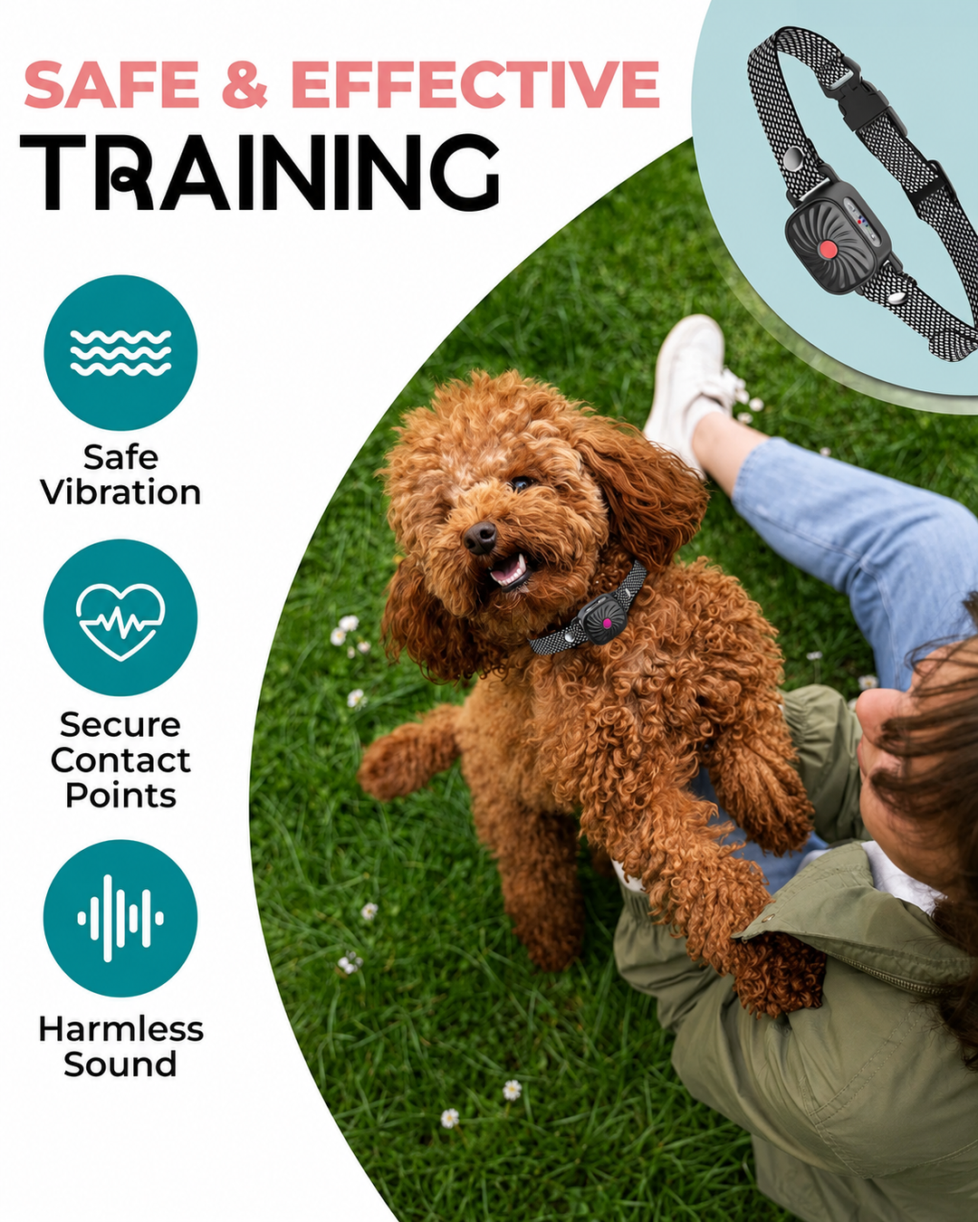 Collier Anti-Aboiement pour Petits Chiens avec Son et Vibration