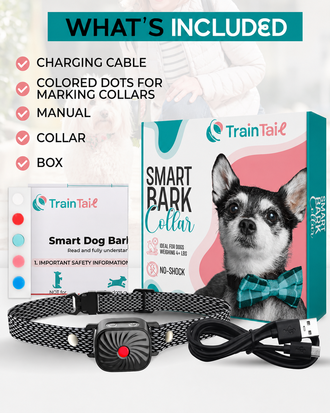 Collier Anti-Aboiement pour Petits Chiens avec Son et Vibration