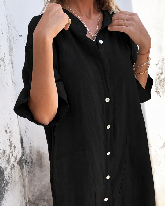 Robe Chemise Décontractée en Lin pour Femmes Grande Taille