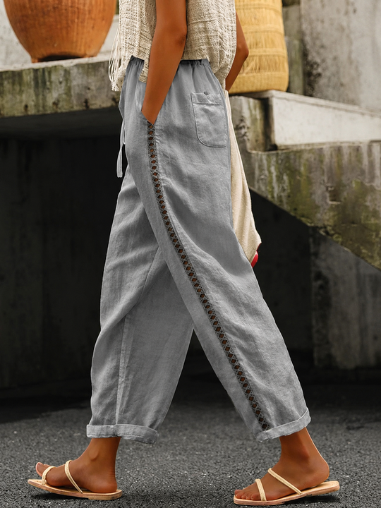 Pantalon Court Femme Élastique avec Poches