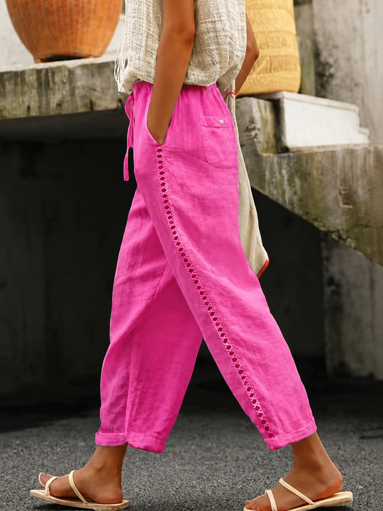 Pantalon Court Femme Élastique avec Poches