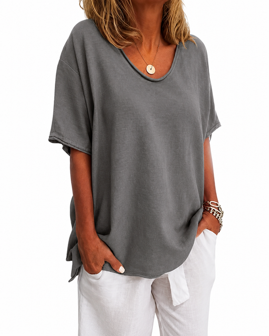 Blouse Décontractée pour Femmes avec Col en V en Tissu Aéré