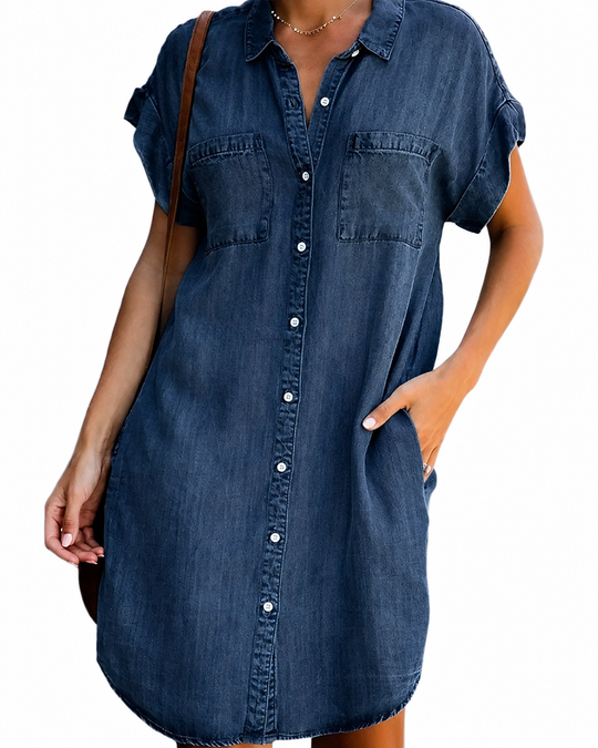 Robe chemise ample en jean décontractée pour femme