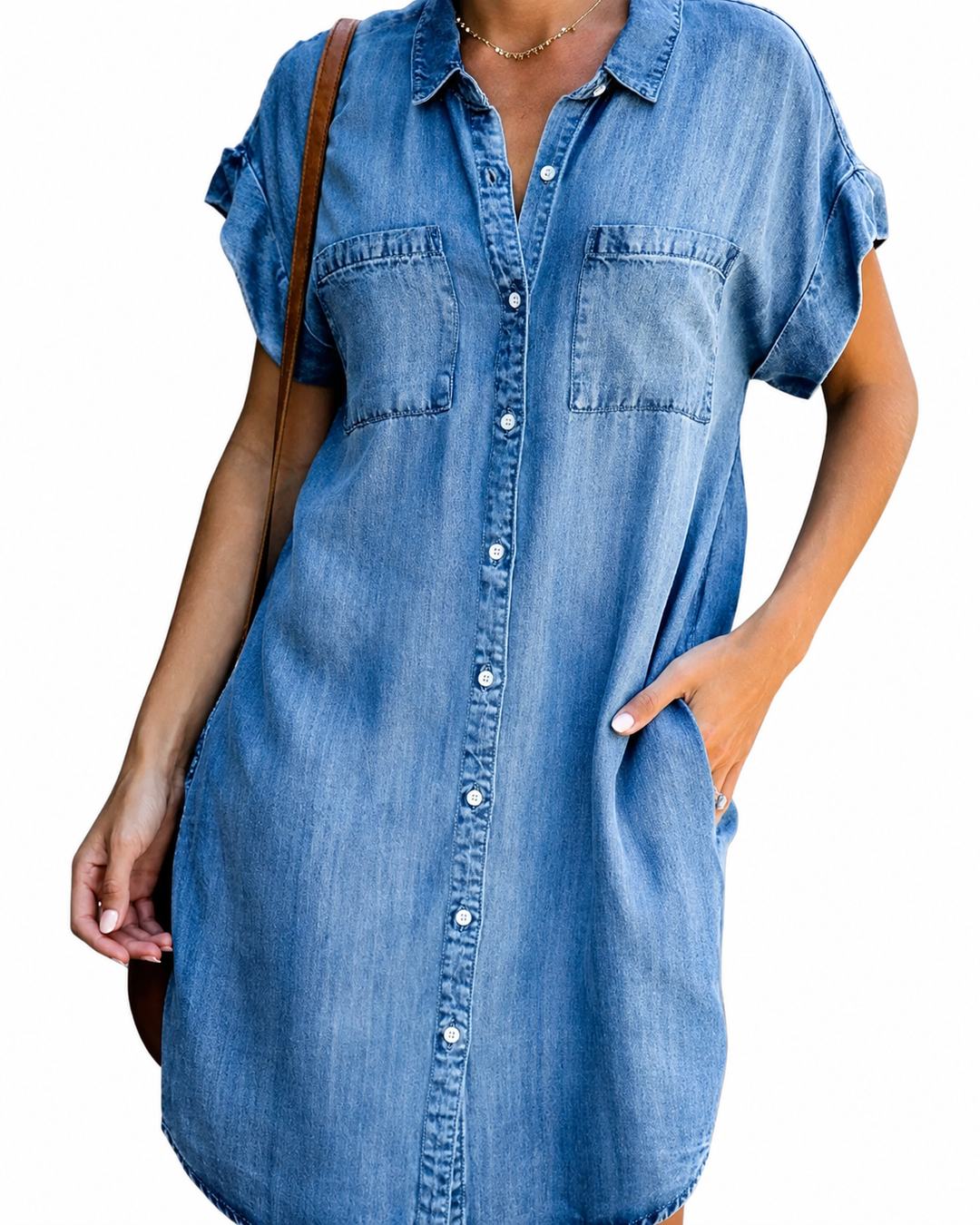 Robe chemise ample en jean décontractée pour femme