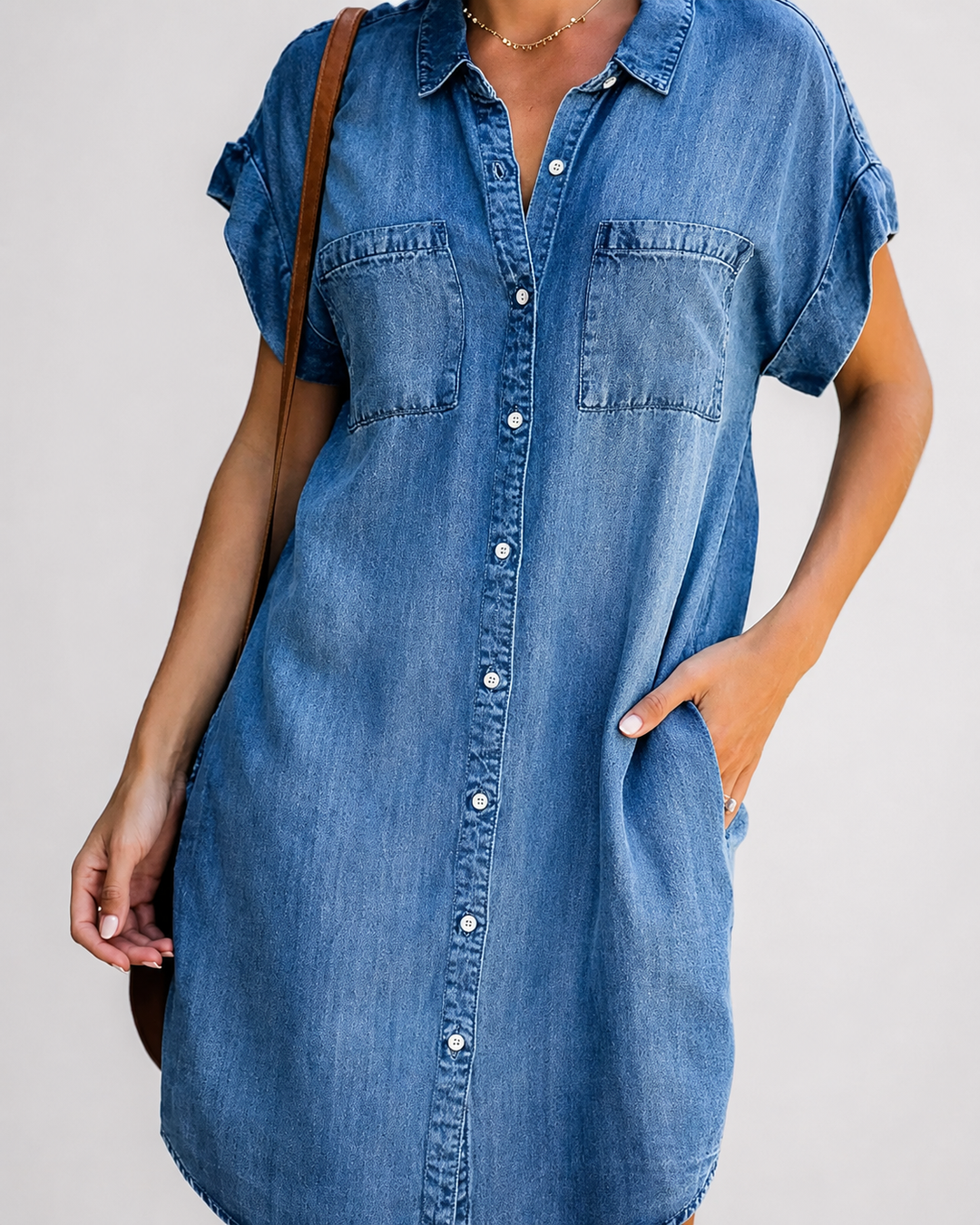 Robe chemise ample en jean décontractée pour femme