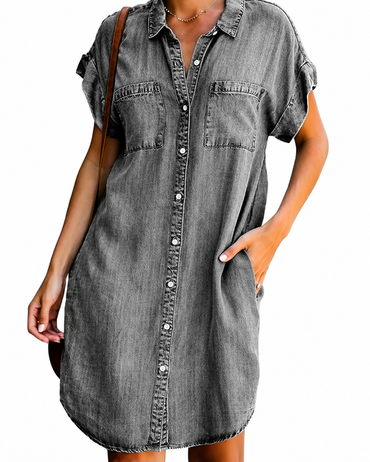 Robe chemise ample en jean décontractée pour femme