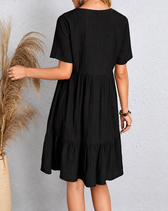 Robe évasée à encolure en V et basque pour femmes