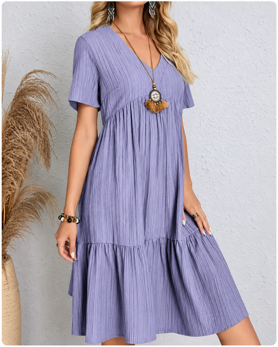 Robe évasée à encolure en V et basque pour femmes