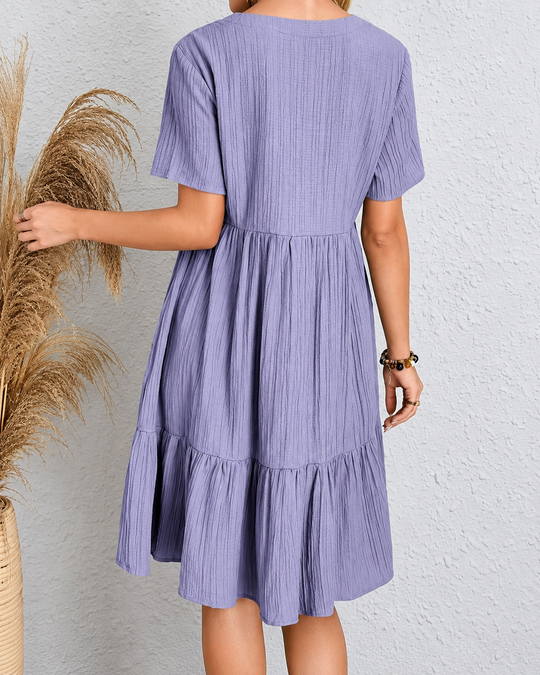 Robe évasée à encolure en V et basque pour femmes