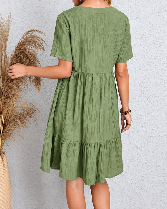 Robe évasée à encolure en V et basque pour femmes