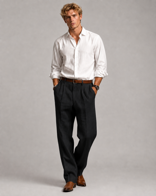 Pantalon Retro pour Hommes en Tissu Confortable