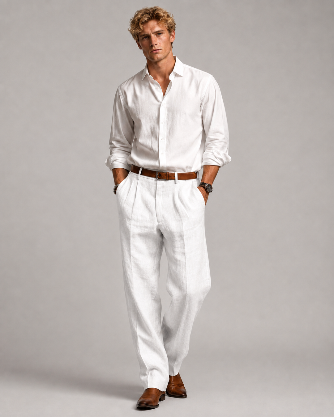 Pantalon Retro pour Hommes en Tissu Confortable