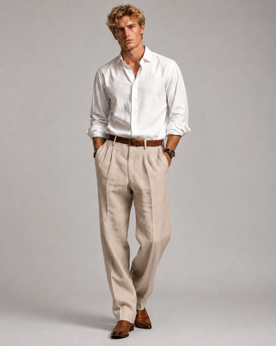 Pantalon Retro pour Hommes en Tissu Confortable