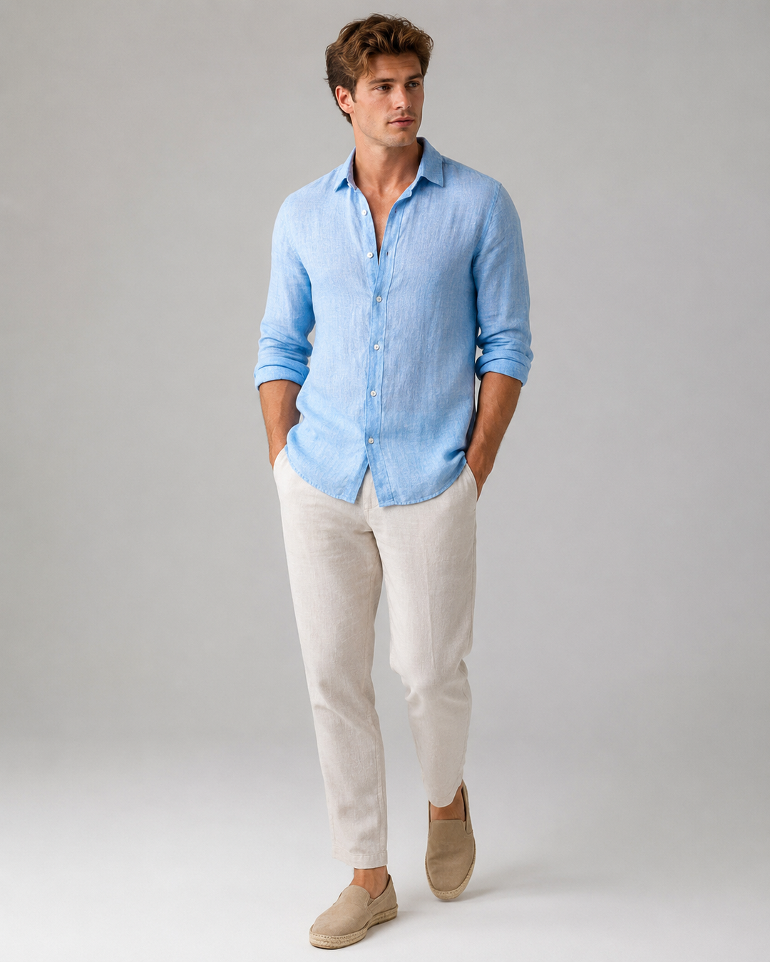 Polo décontracté en lin pour homme