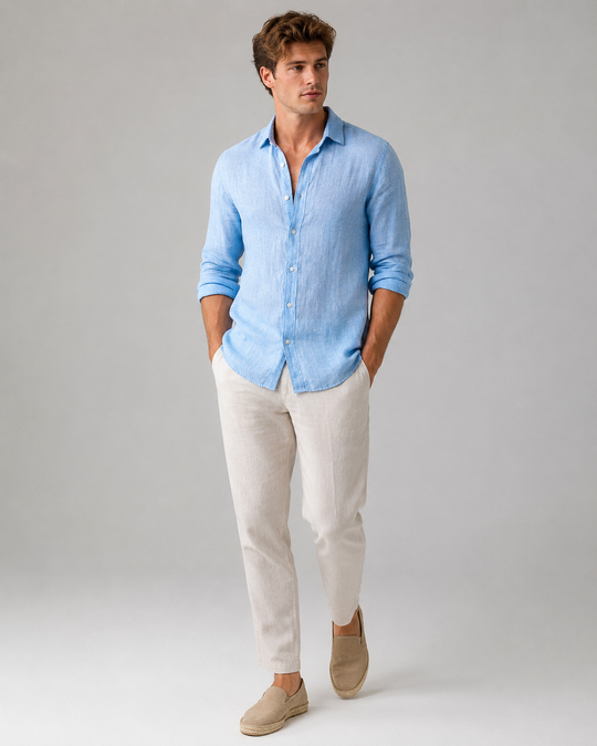 Polo décontracté en lin pour homme