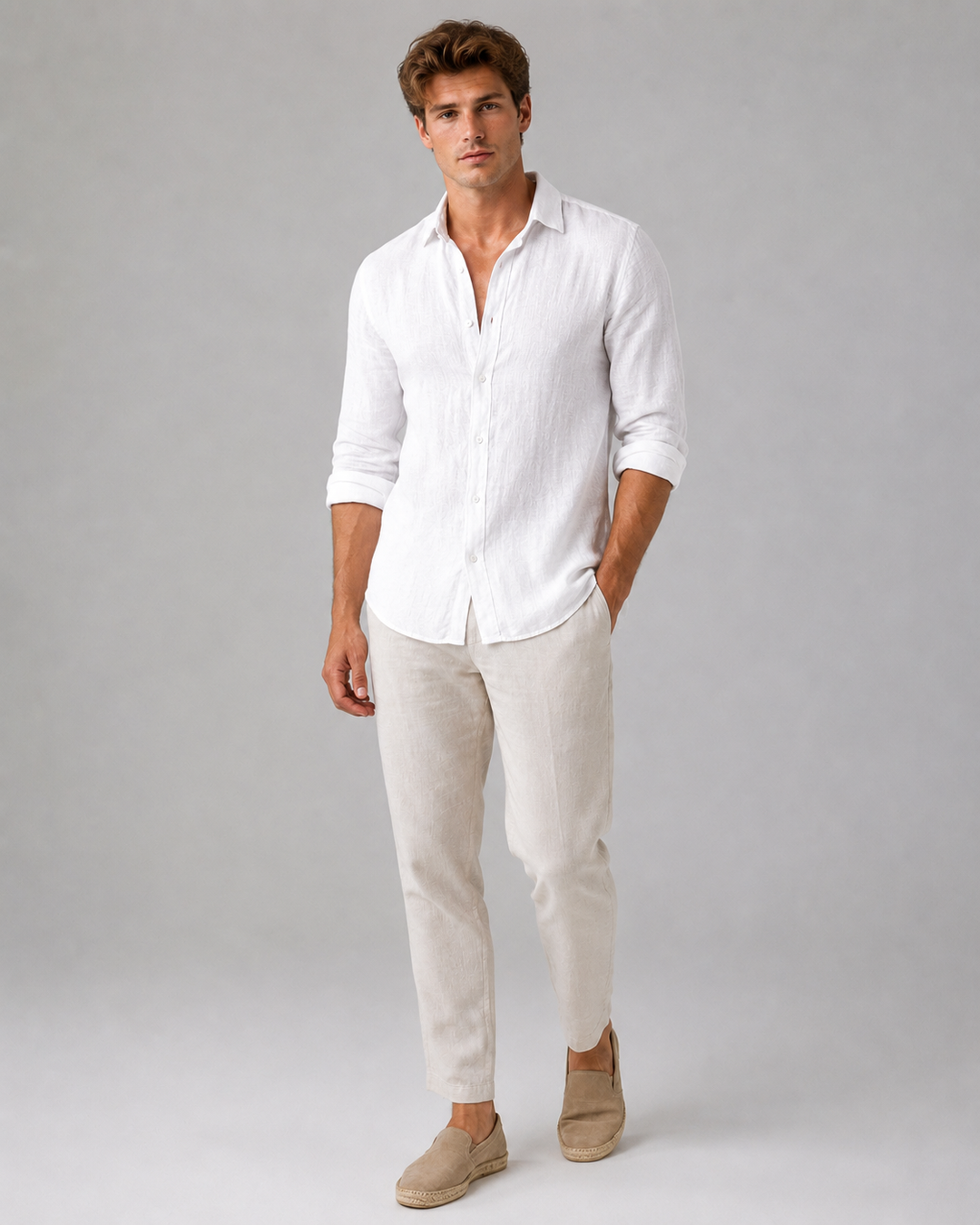 Polo décontracté en lin pour homme