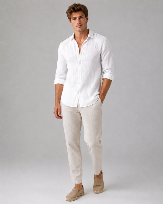 Polo décontracté en lin pour homme