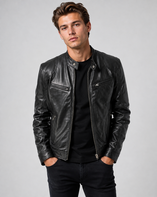 Veste en Cuir pour Homme au Design Élégant