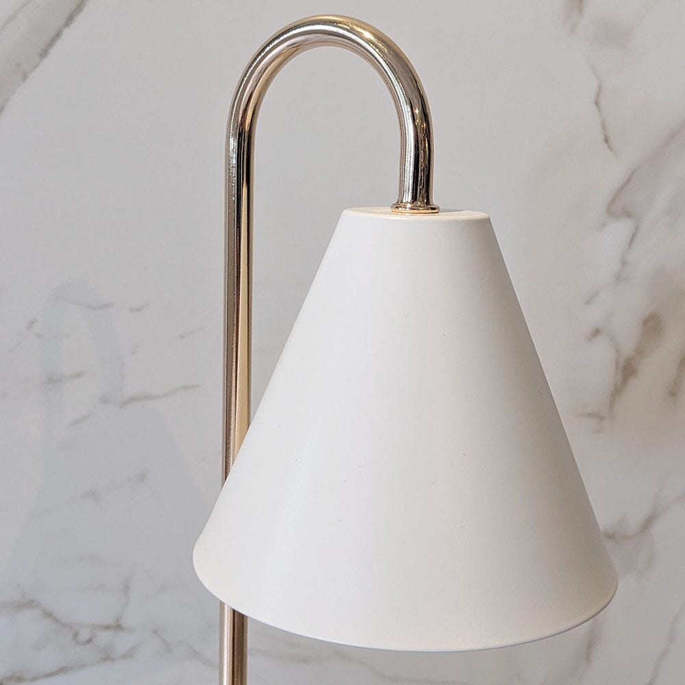 Chauffe-bougie Élégant en Bois avec Abat-jour Blanc 2