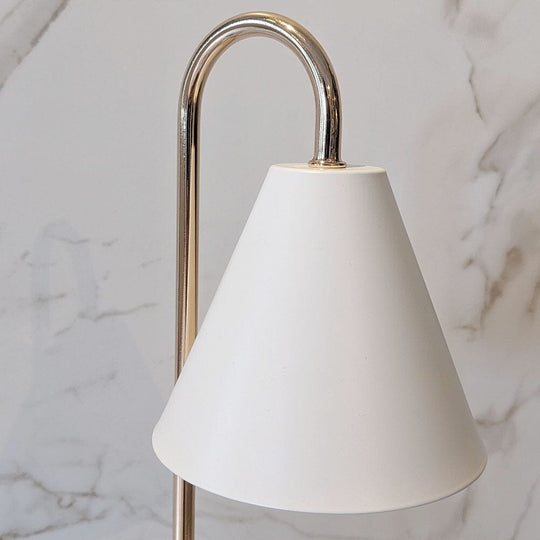 Chauffe-bougie Élégant en Bois avec Abat-jour Blanc 2