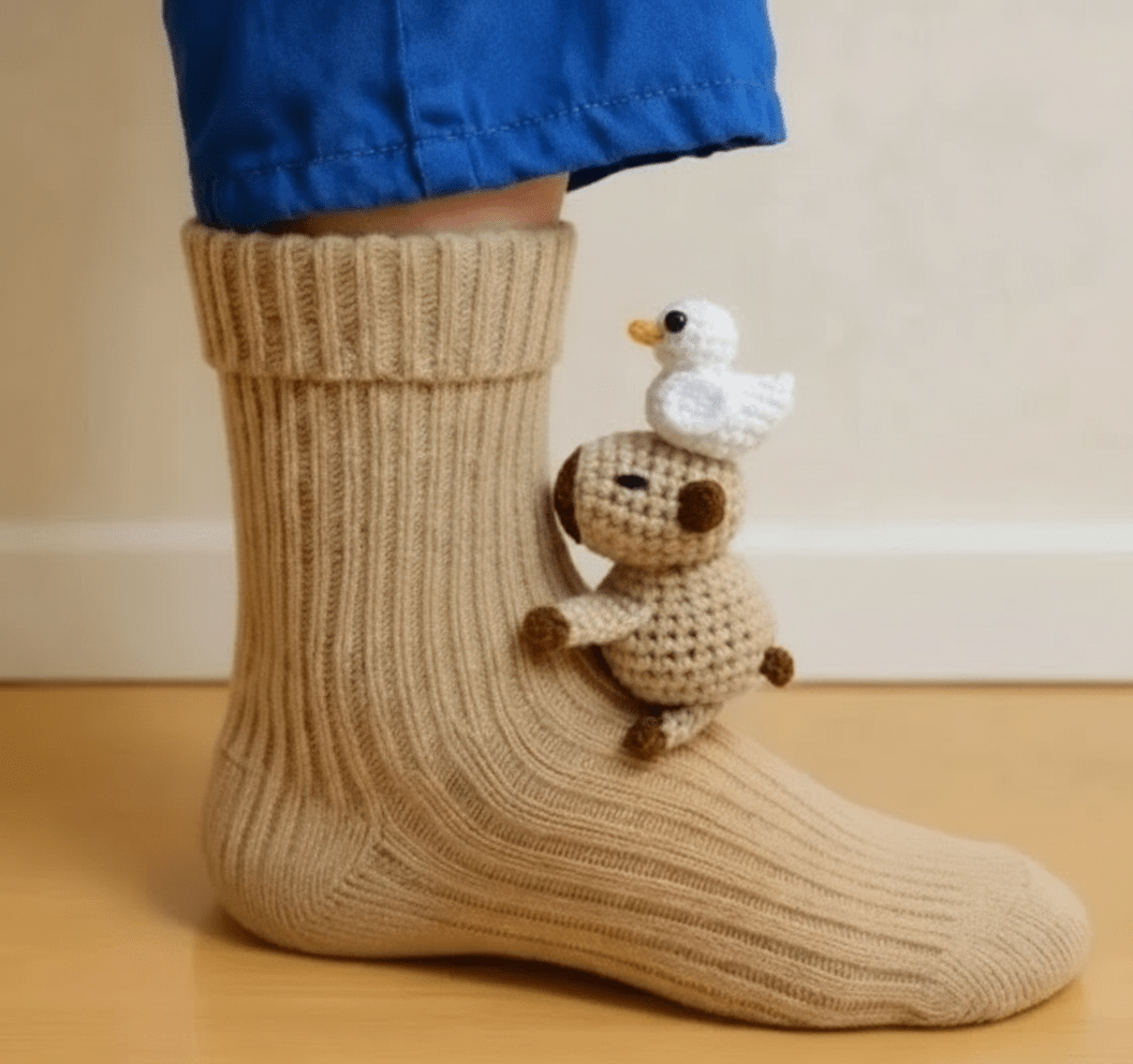 Chaussettes Antidérapantes Unisexes Douillettes avec Motif Animal 3D 1