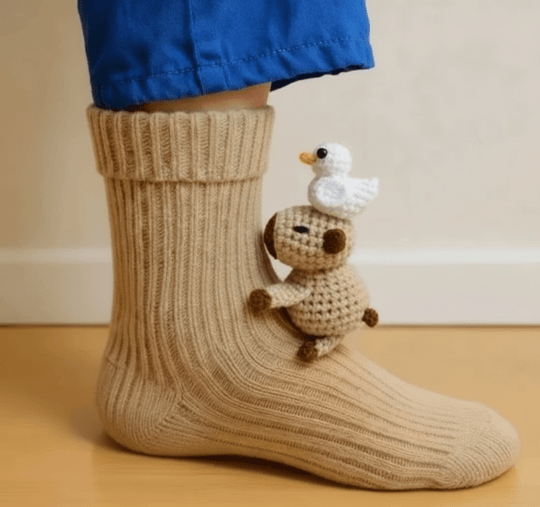 Chaussettes Antidérapantes Unisexes Douillettes avec Motif Animal 3D 1