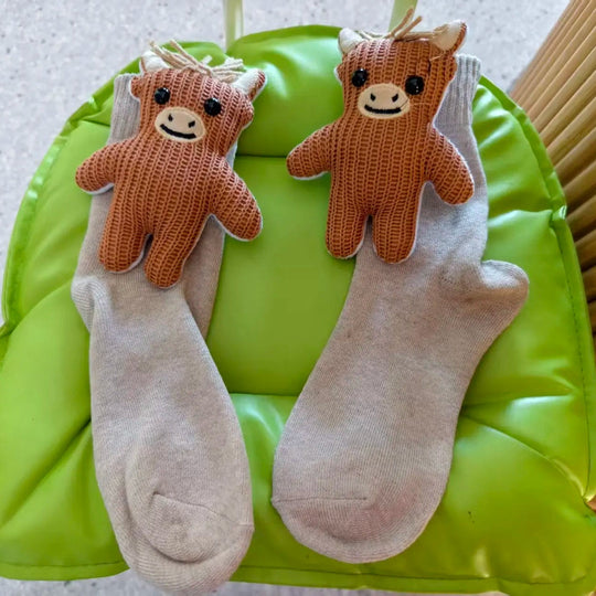 Chaussettes Antidérapantes Unisexes Douillettes avec Motif Animal 3D 10