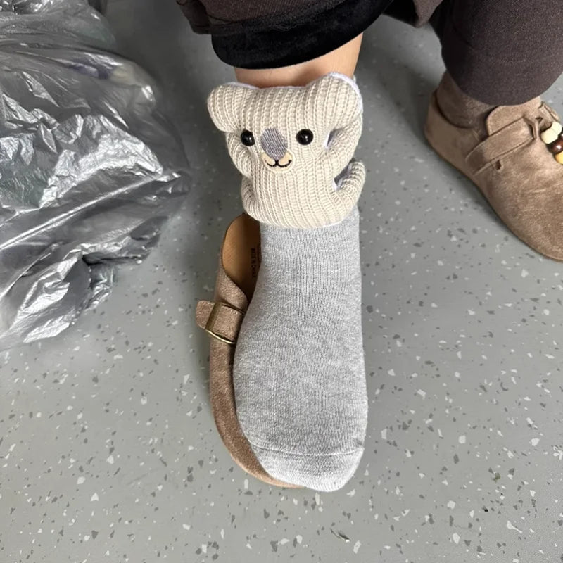 Chaussettes Antidérapantes Unisexes Douillettes avec Motif Animal 3D 6