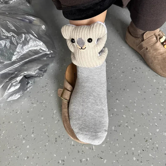 Chaussettes Antidérapantes Unisexes Douillettes avec Motif Animal 3D 6