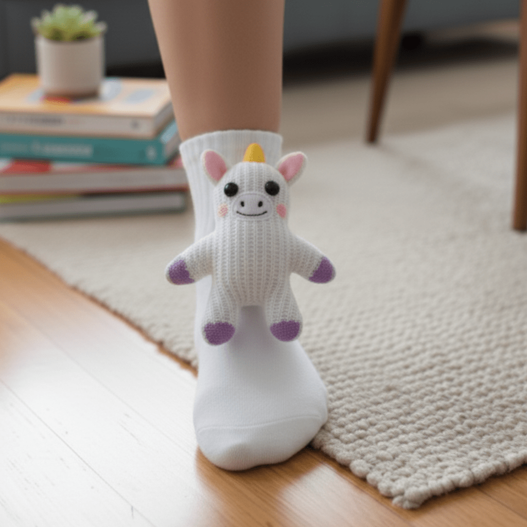 Chaussettes Antidérapantes Unisexes Douillettes avec Motif Animal 3D 9