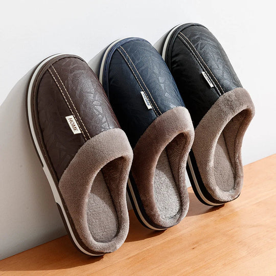 Chaussons Pour Hommes À Enfiler Doublure Douillette Semelle Antidérapante 1
