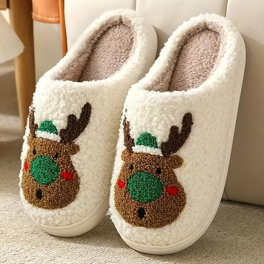 Chaussons d'Hiver Antidérapants avec Motif Cerf 0