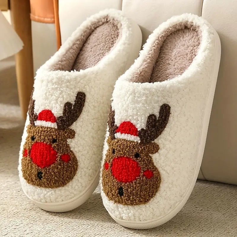 Chaussons d'Hiver Antidérapants avec Motif Cerf 2