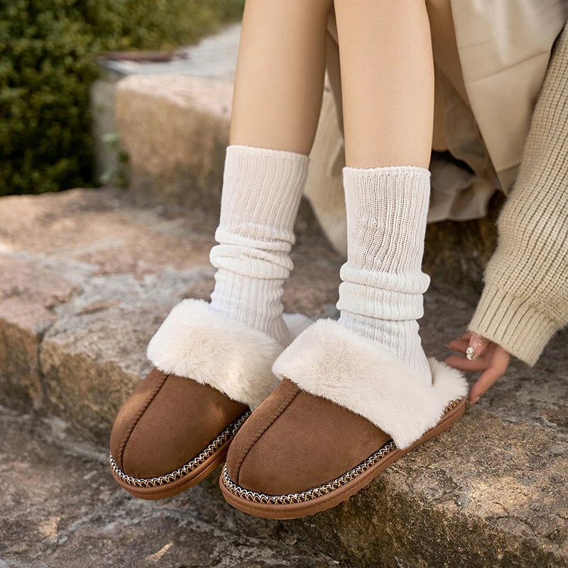 Chaussons d'Hiver pour Femmes en Peluche à Enfiler avec Doublure en Fourrure 1