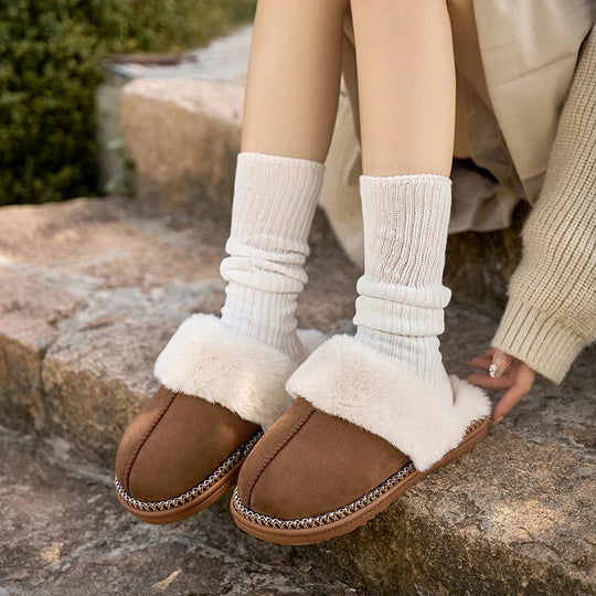 Chaussons d'Hiver pour Femmes en Peluche à Enfiler avec Doublure en Fourrure 1