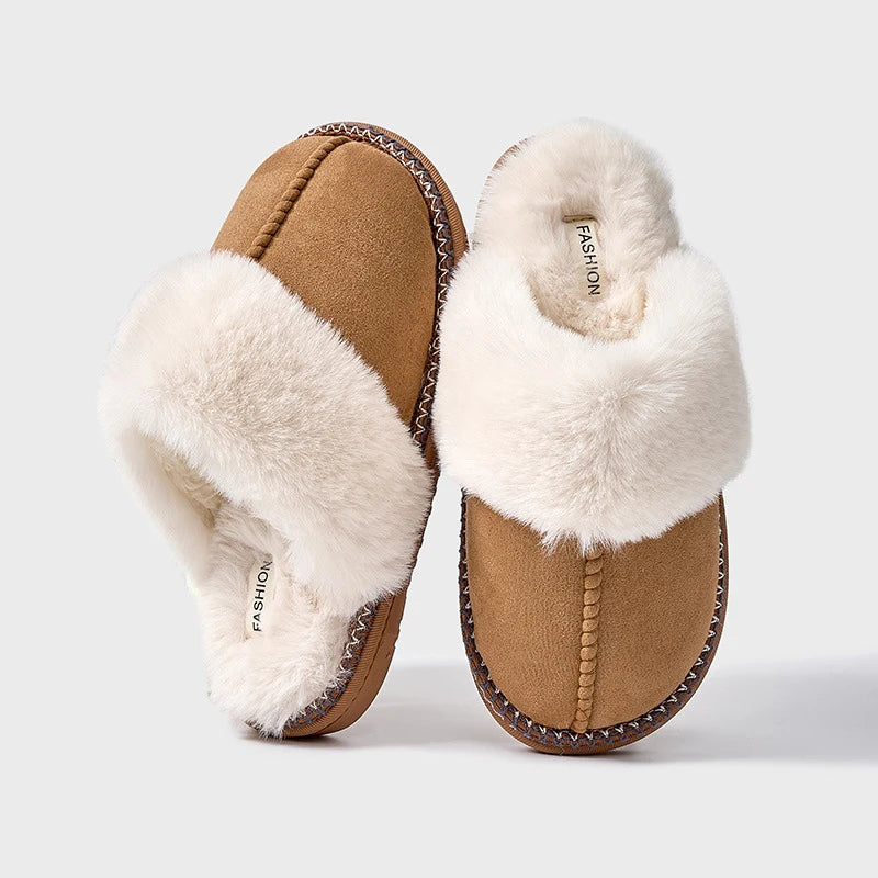 Chaussons d'Hiver pour Femmes en Peluche à Enfiler avec Doublure en Fourrure 4