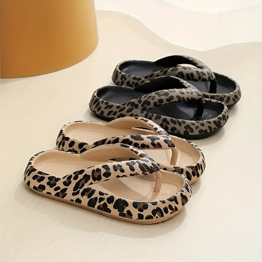 Chaussons d'été Femme Imprimé Léopard Confortables 2