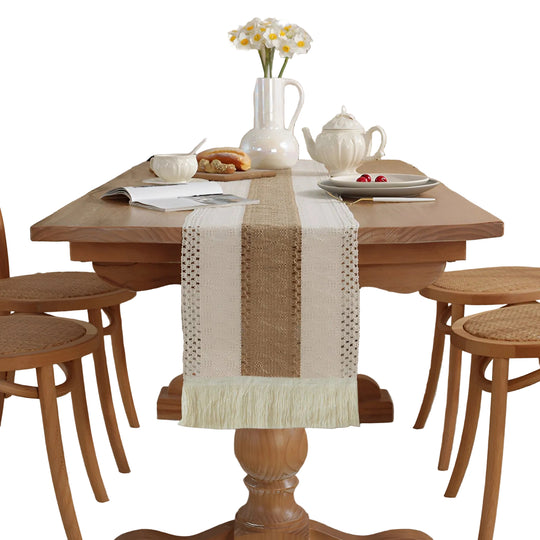 Chemin de Table Boho Macramé avec Franges 0