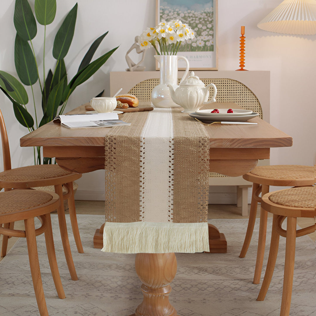 Chemin de Table Boho Macramé avec Franges 2