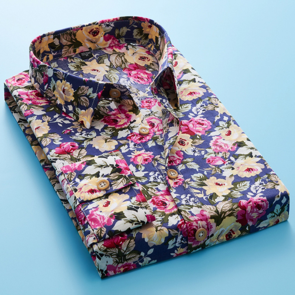 Chemise À Fleurs Homme Manches Courtes Coton Tendance Été 2