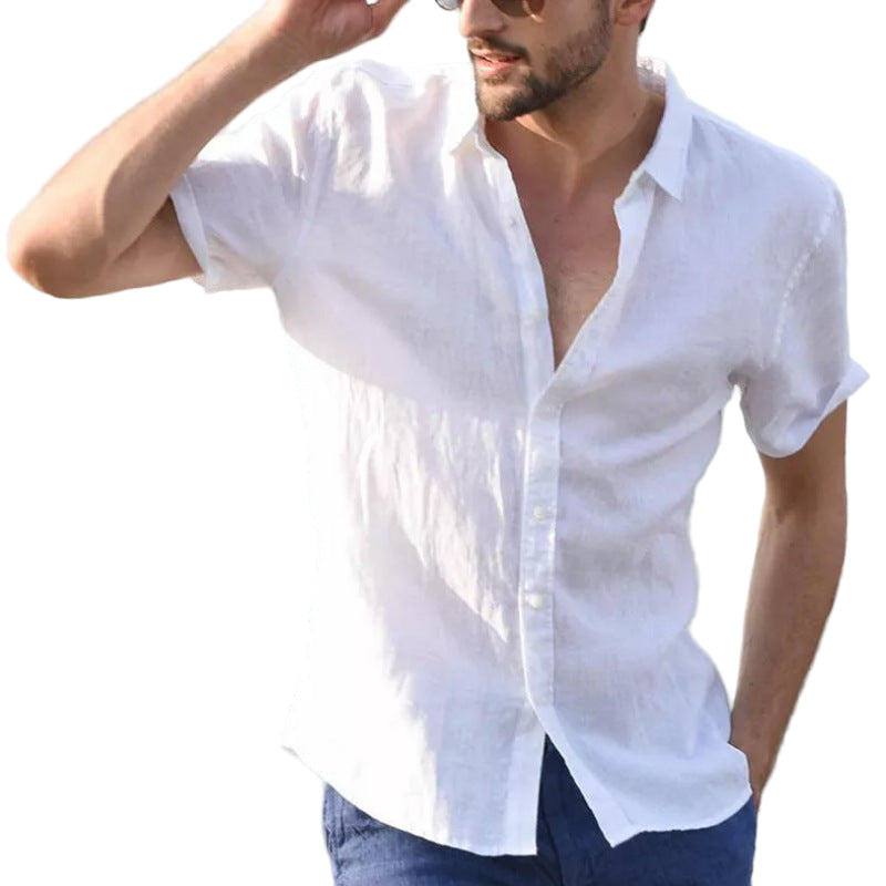Chemise Casual pour Hommes à Manches Courtes avec Col Boutonné 0