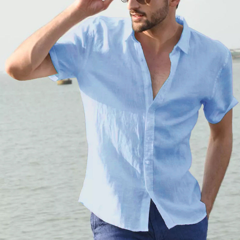 Chemise Casual pour Hommes à Manches Courtes avec Col Boutonné 10