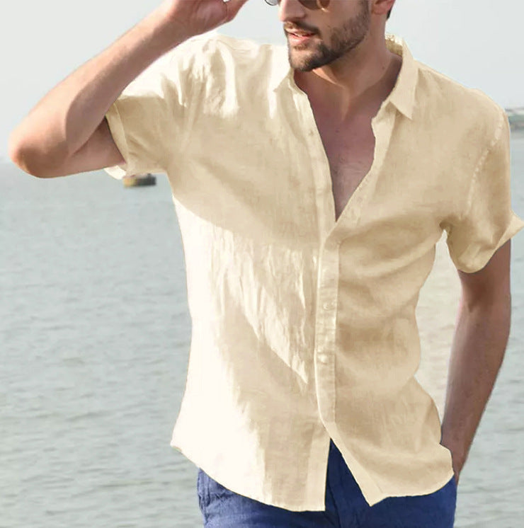 Chemise Casual pour Hommes à Manches Courtes avec Col Boutonné 11