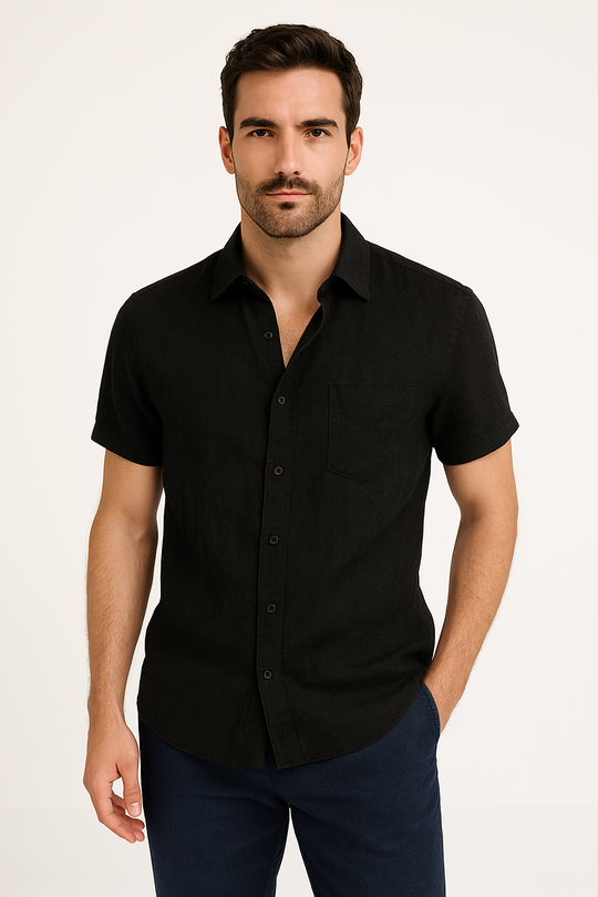 Chemise Casual pour Hommes à Manches Courtes avec Col Boutonné 2