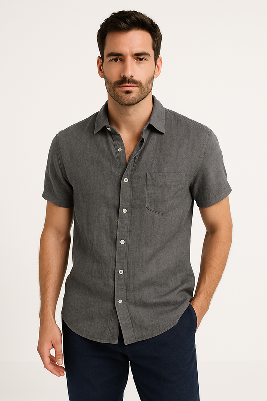 Chemise Casual pour Hommes à Manches Courtes avec Col Boutonné 3