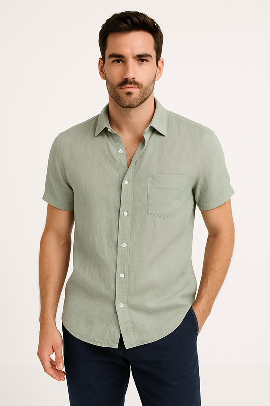Chemise Casual pour Hommes à Manches Courtes avec Col Boutonné 4