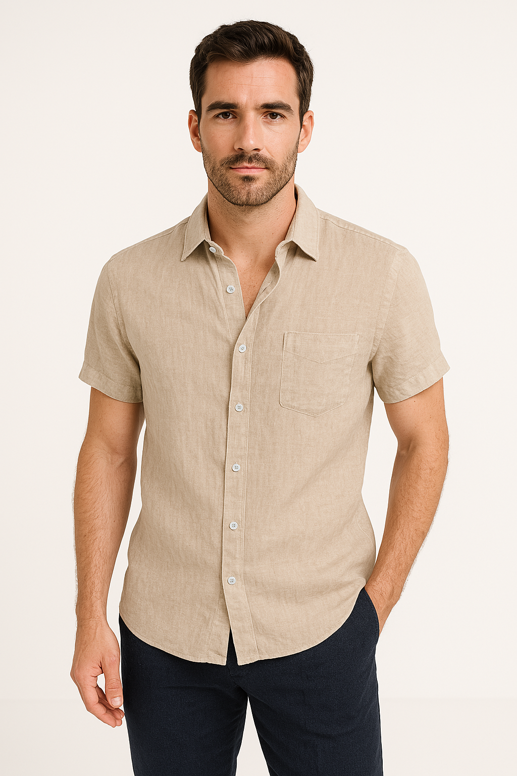 Chemise Casual pour Hommes à Manches Courtes avec Col Boutonné 6