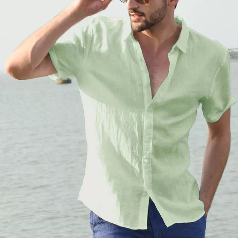 Chemise Casual pour Hommes à Manches Courtes avec Col Boutonné 7