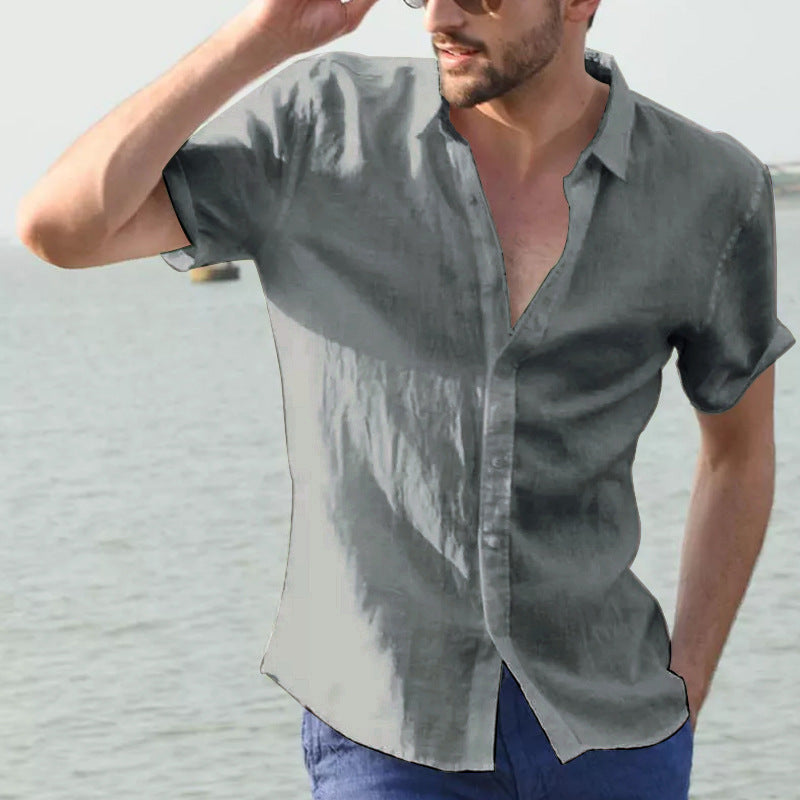 Chemise Casual pour Hommes à Manches Courtes avec Col Boutonné 8
